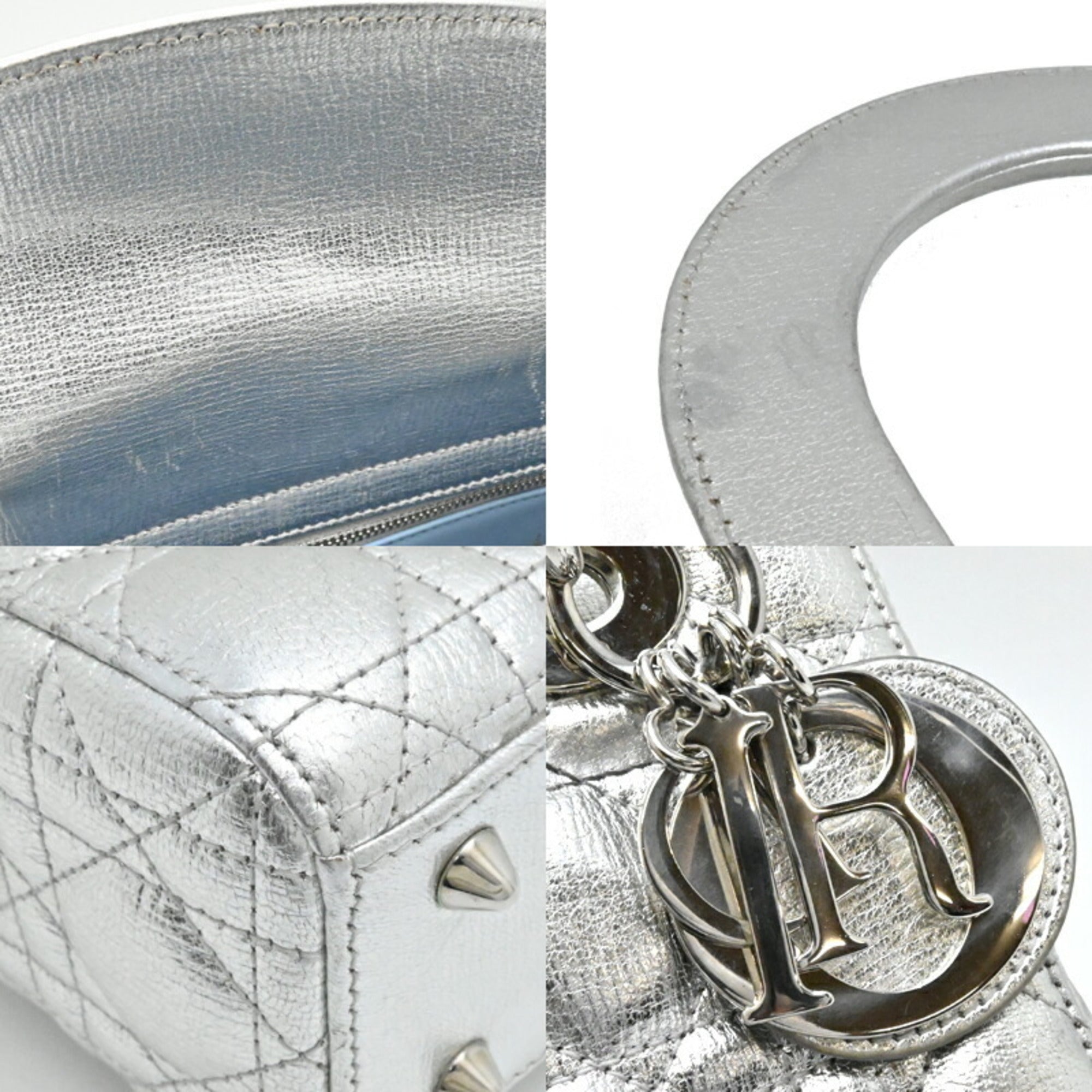 Christian Dior Silver Leather Handbag (Pre-Owned)