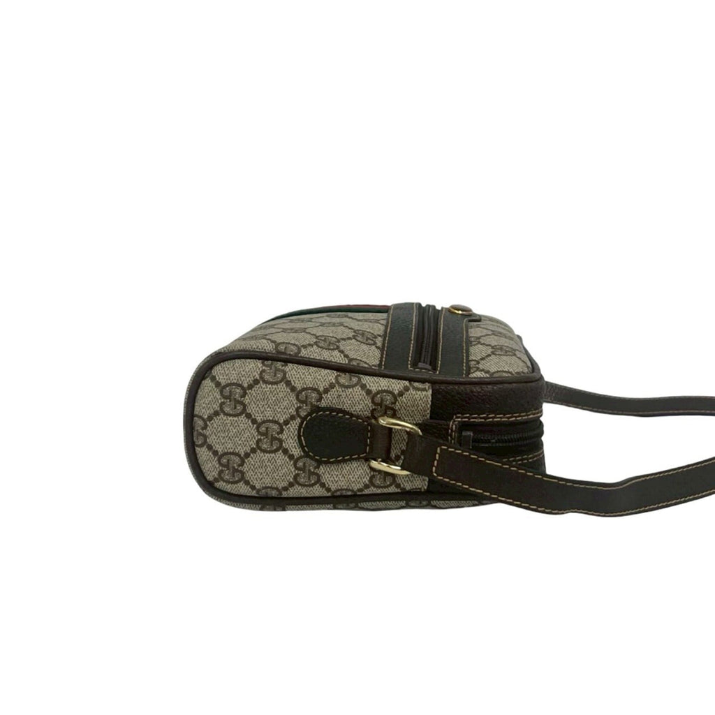 Gucci Brown Green Red Color Pvc Leather Shoulder Bag (Pre-Owned)