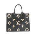 Louis Vuitton Beige Black Leather Handbag