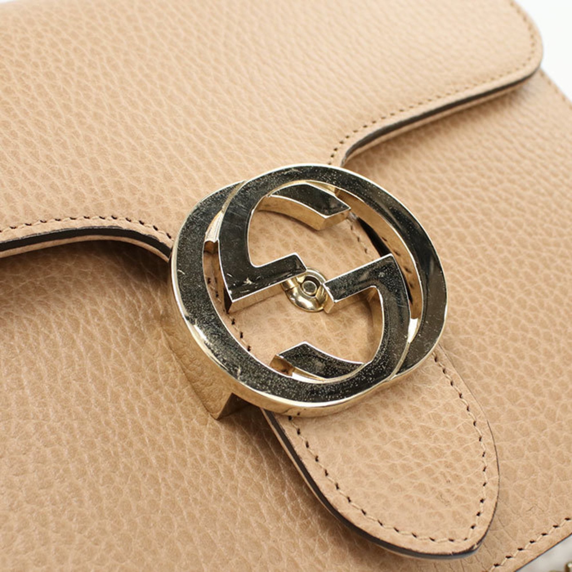 Gucci Beige Leather Shoulder Bag (Pre-Owned)