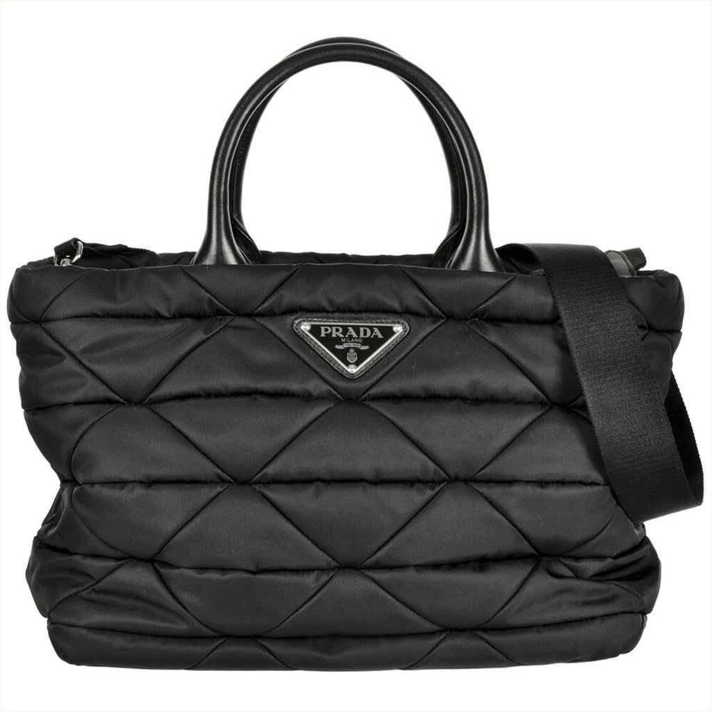 Prada Black Nylon Nappa Leather Leather Tote Bag