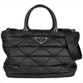 Prada Black Nylon Nappa Leather Leather Tote Bag