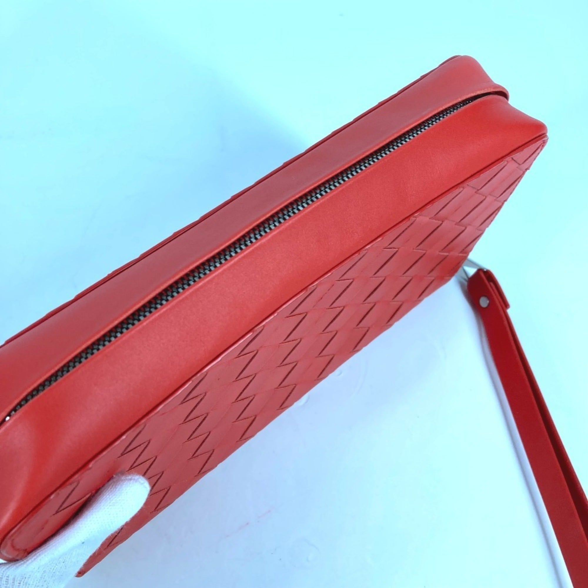 Bottega Veneta Red Color Intrecciato Clutch Bag