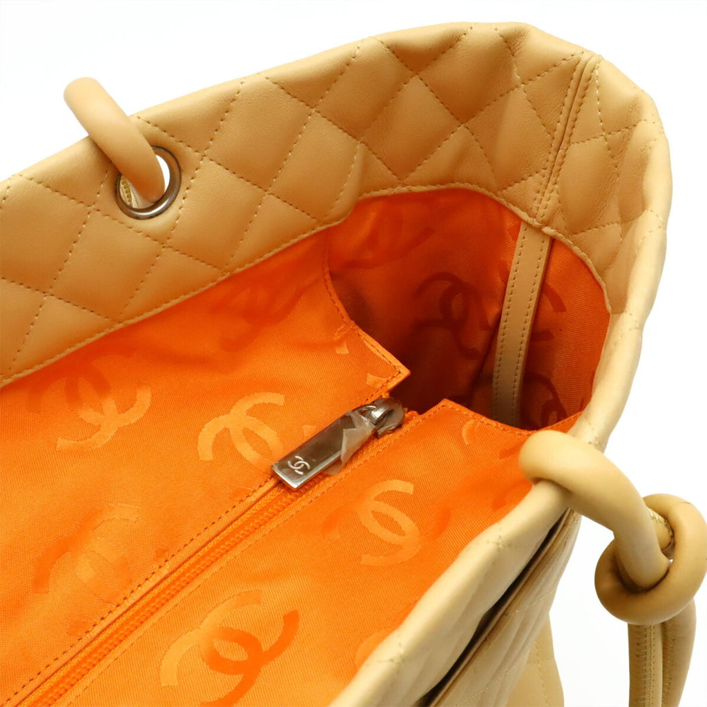Chanel Beige Yellow Leather Shoulder Bag Tote Bag