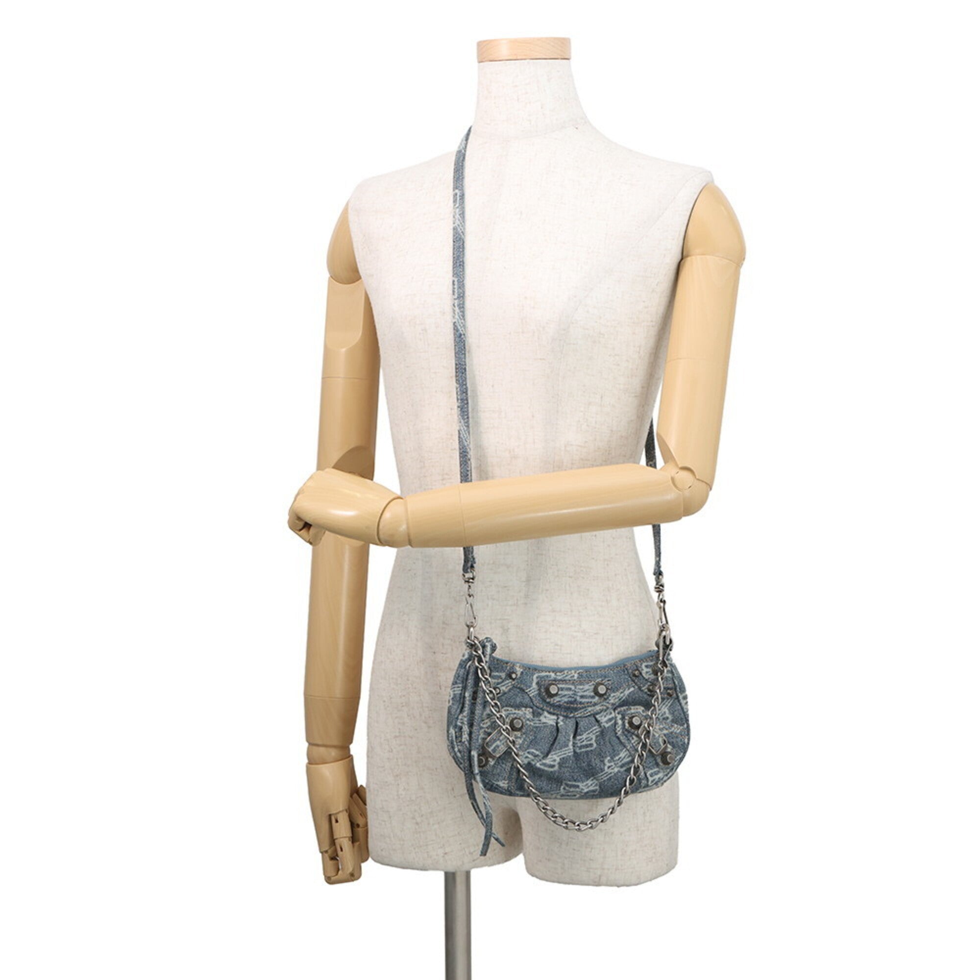 Balenciaga Blue White Denim Handbag Shoulder