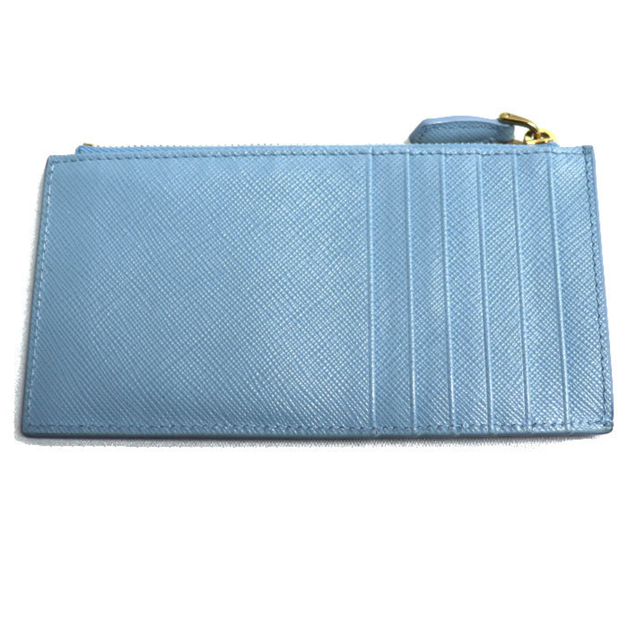 Prada Light Blue Leather Coin Purse/Coin Case