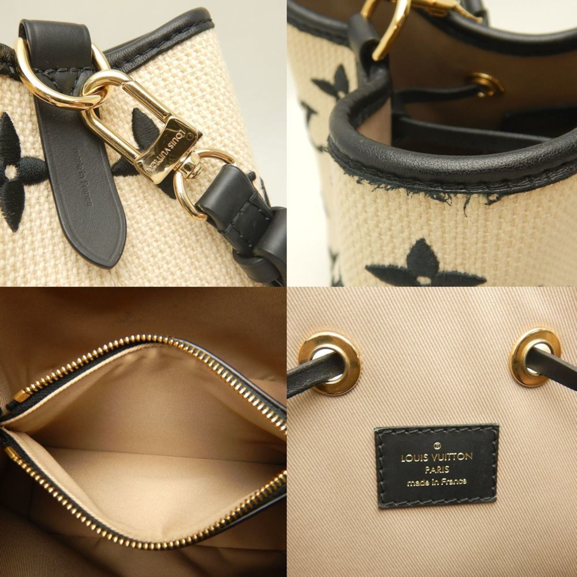 Louis Vuitton Beige Noir Cotton Canvas Leather Shoulder Bag