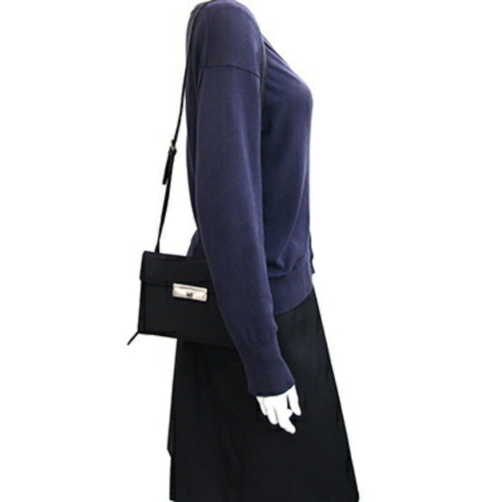 Prada Black Nylon Leather Pochette Shoulder Bag