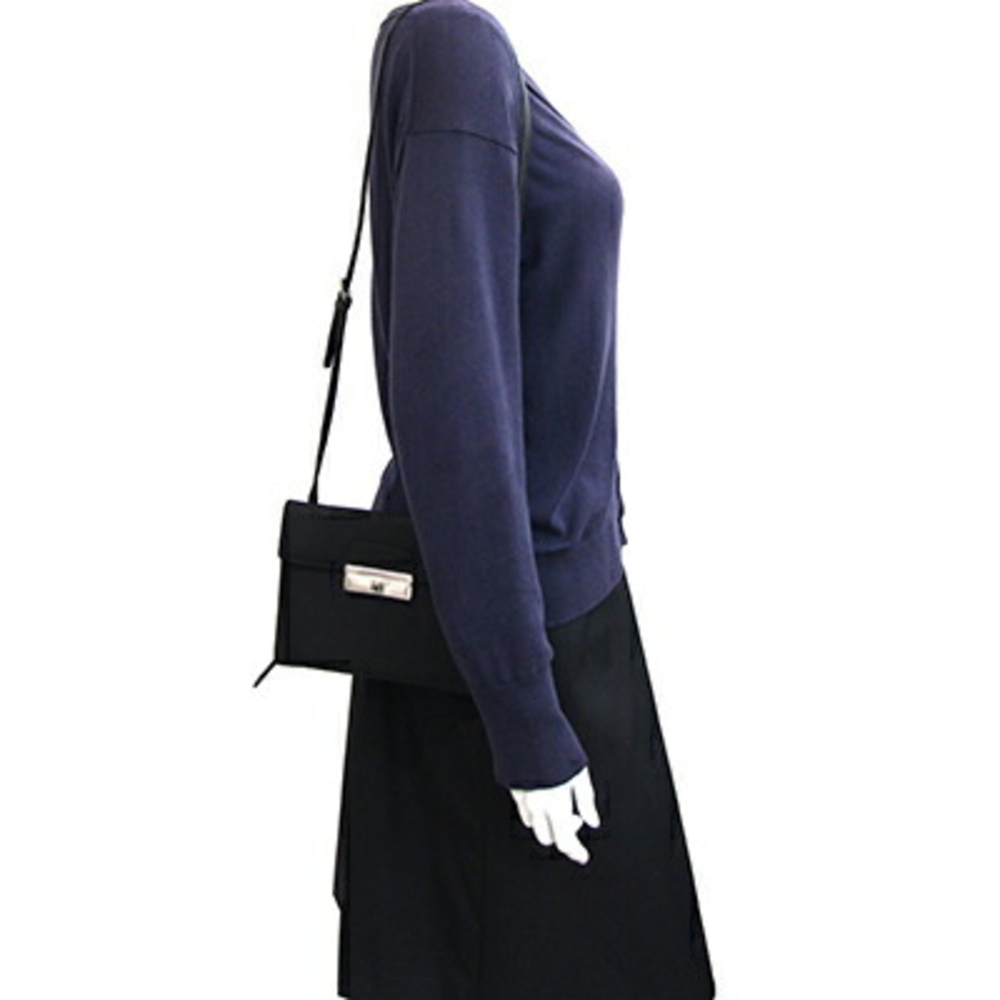 Prada Black Nylon Leather Pochette Shoulder Bag