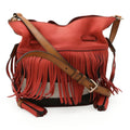 Burberry Brown Red Color Suede Canvas Leather Shoulder Bag