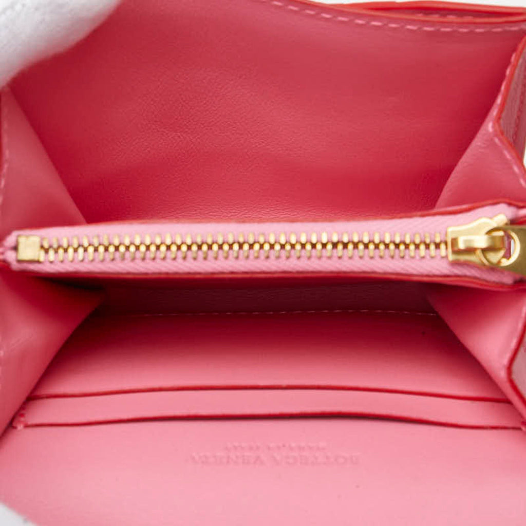 Bottega Veneta Pink Red Color Leather Wallet (Bi-Fold)