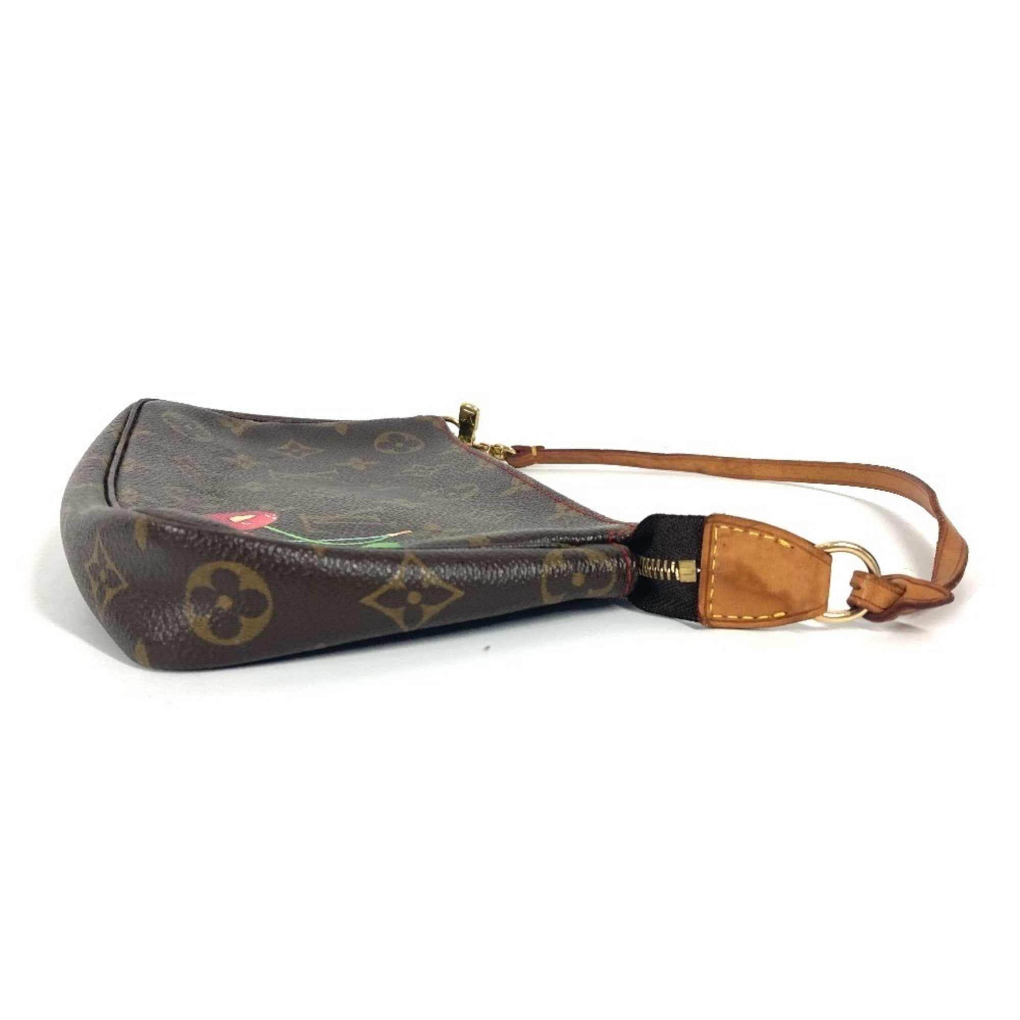 Louis Vuitton Monogram Brown Monogram Cherry Red Color Pochette Pouch