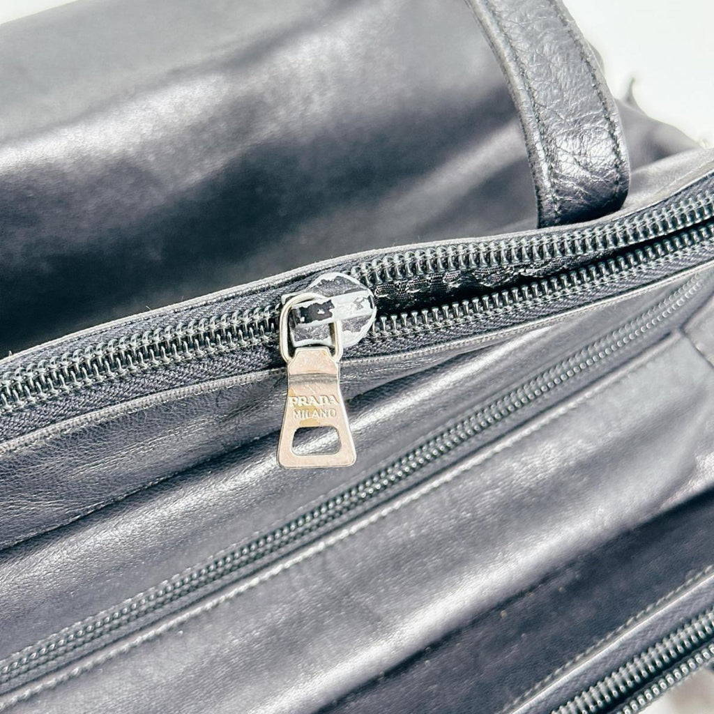Prada Black Leather Tote Bag