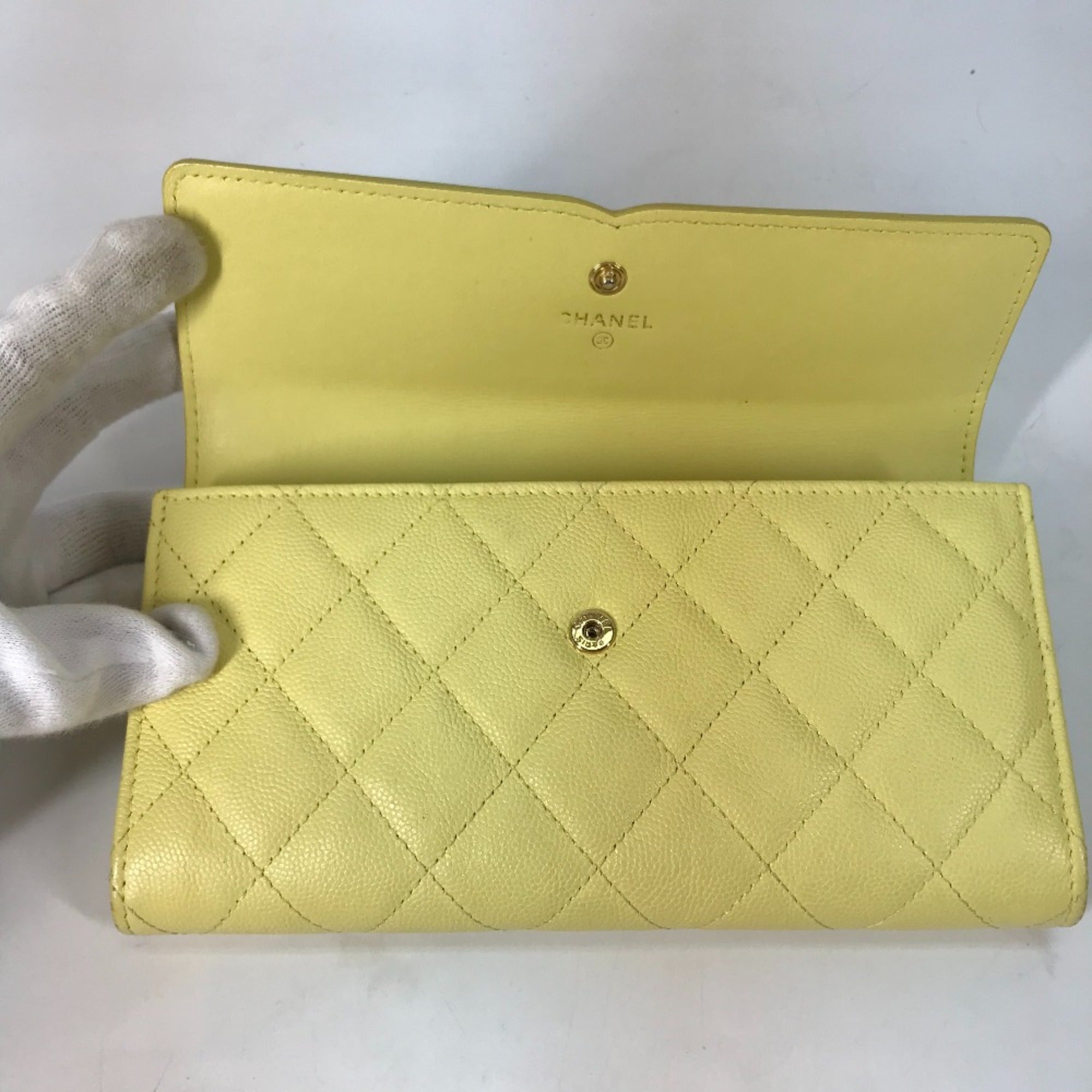 Chanel Yellow Leather Long Wallet (Bi-Fold)