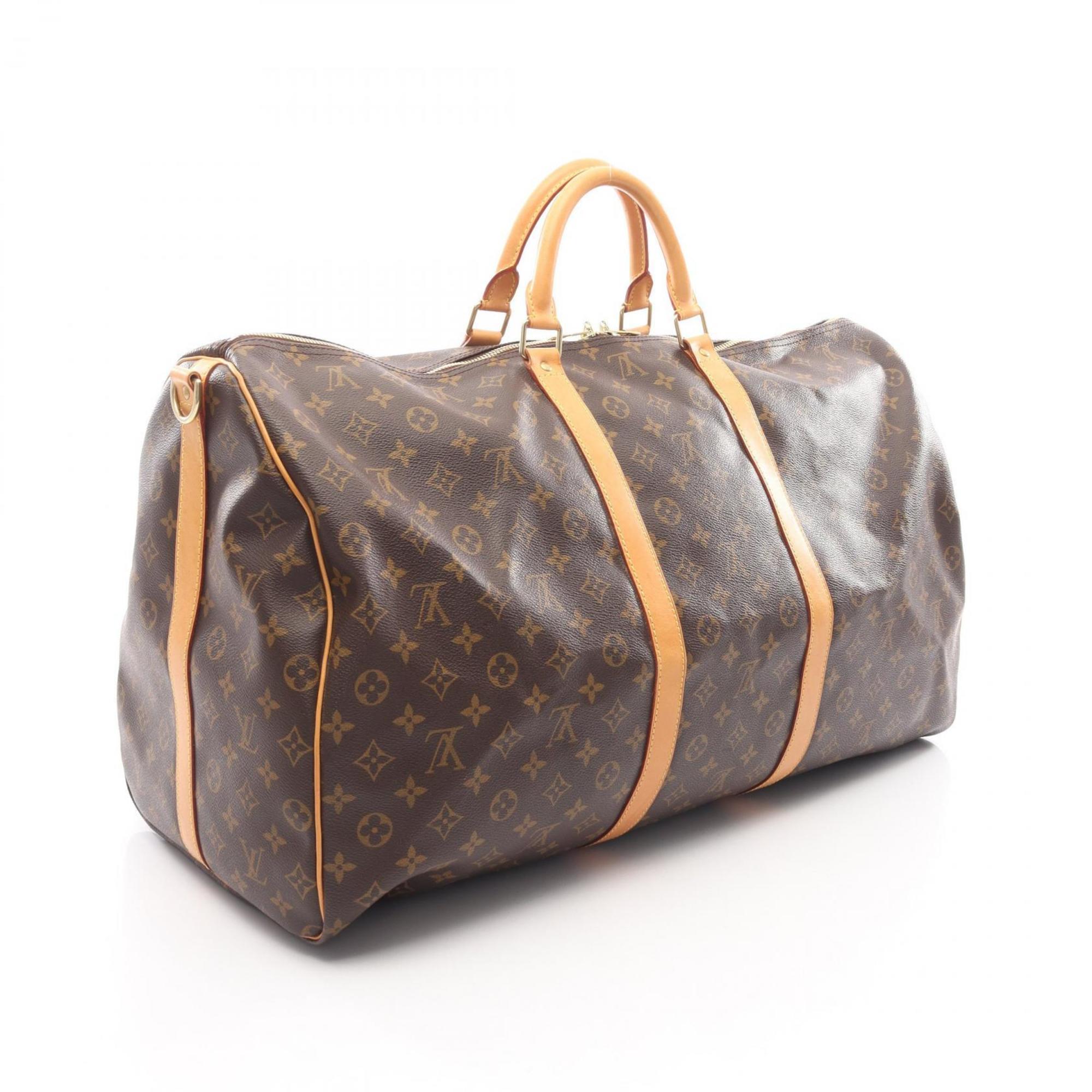 Louis Vuitton Brown Coated Canvas Leather Boston Bag