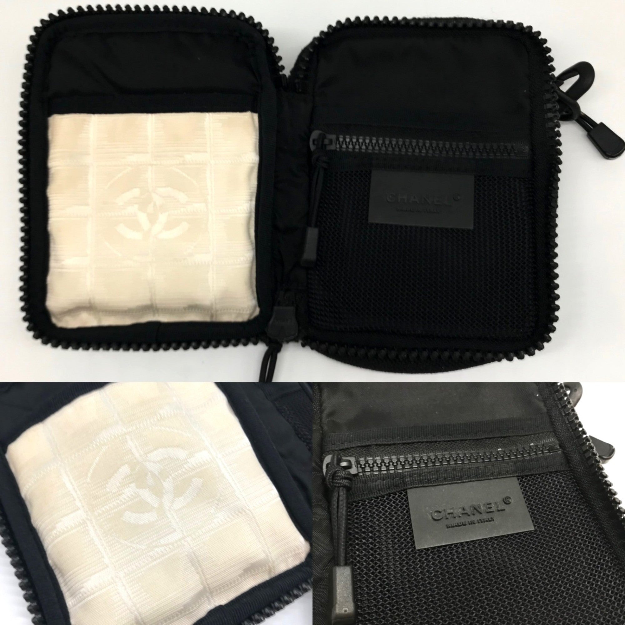 Chanel Sport Black Ivory Nylon Shoulder Bag