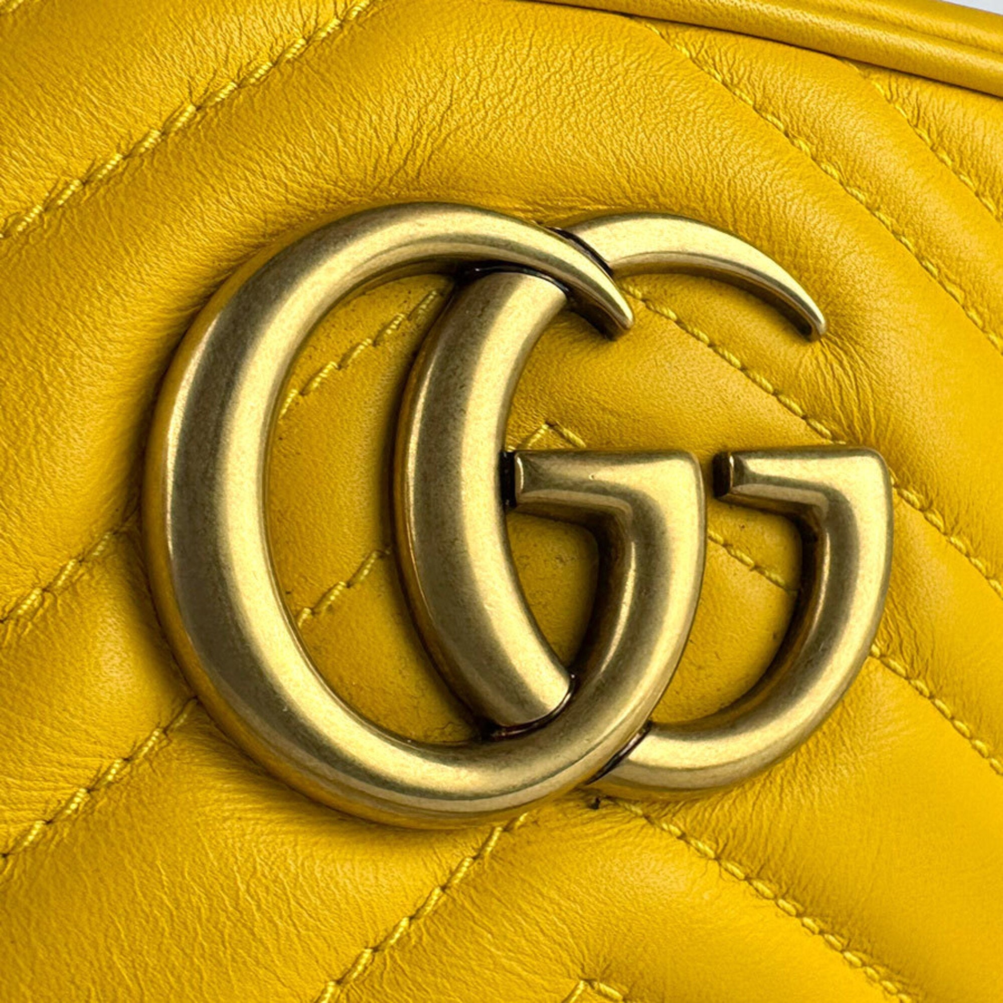 Gucci Gold Yellow Leather Metal Shoulder Bag (Pre-Owned)