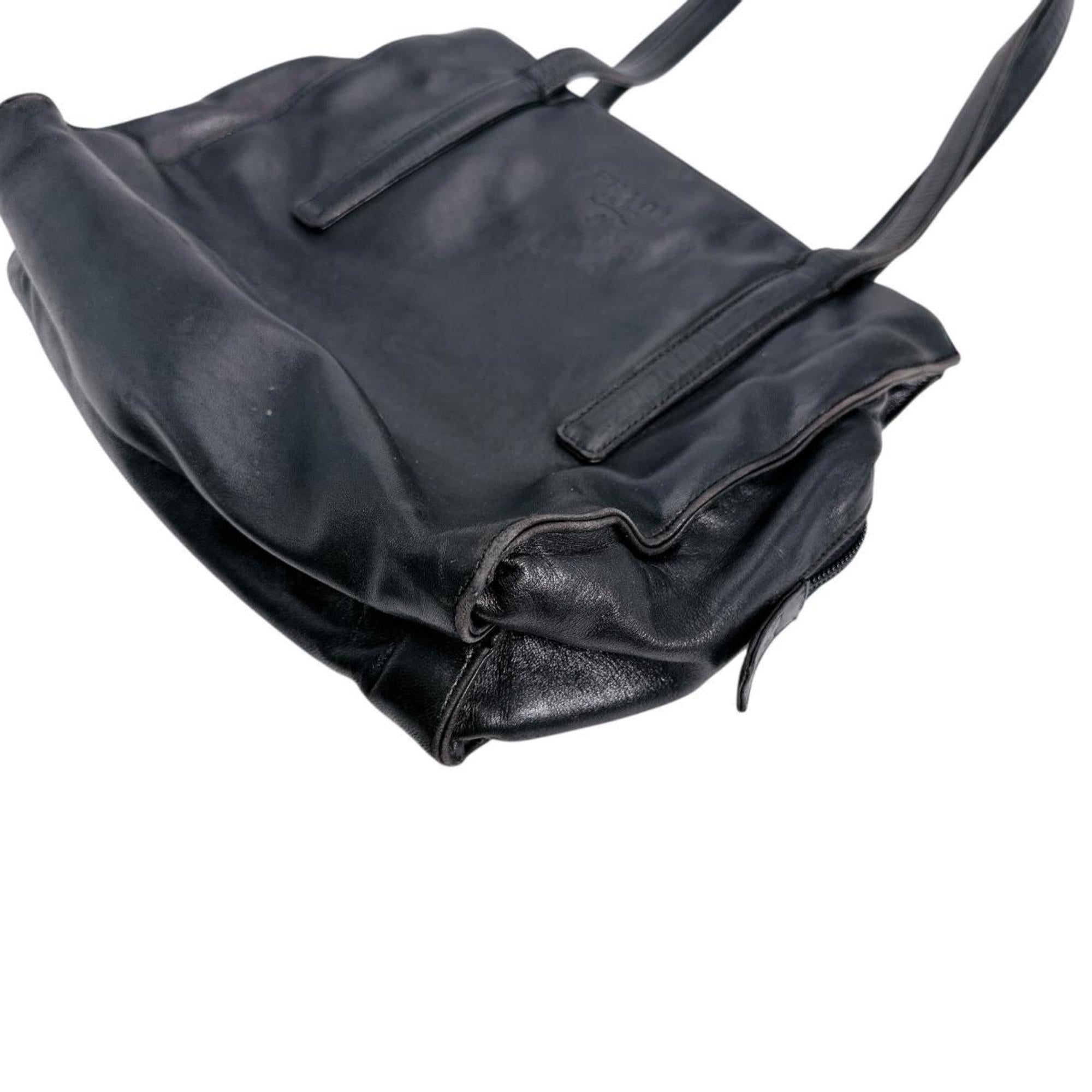 Prada Black Leather Tote Bag