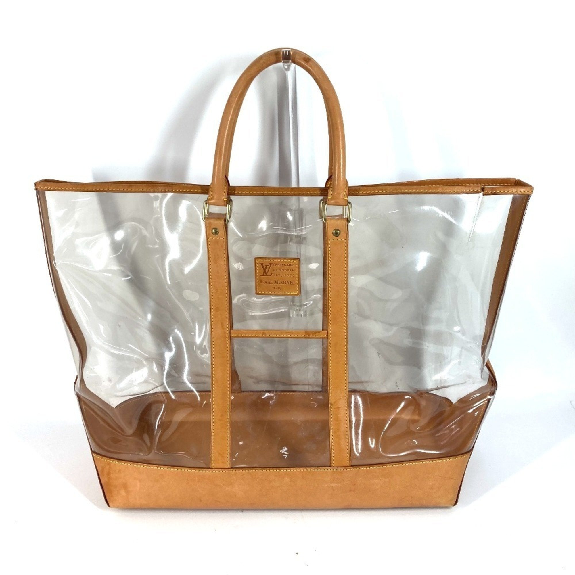 Louis Vuitton Beige Clear Vinyl Leather Shoulder Bag Tote Bag