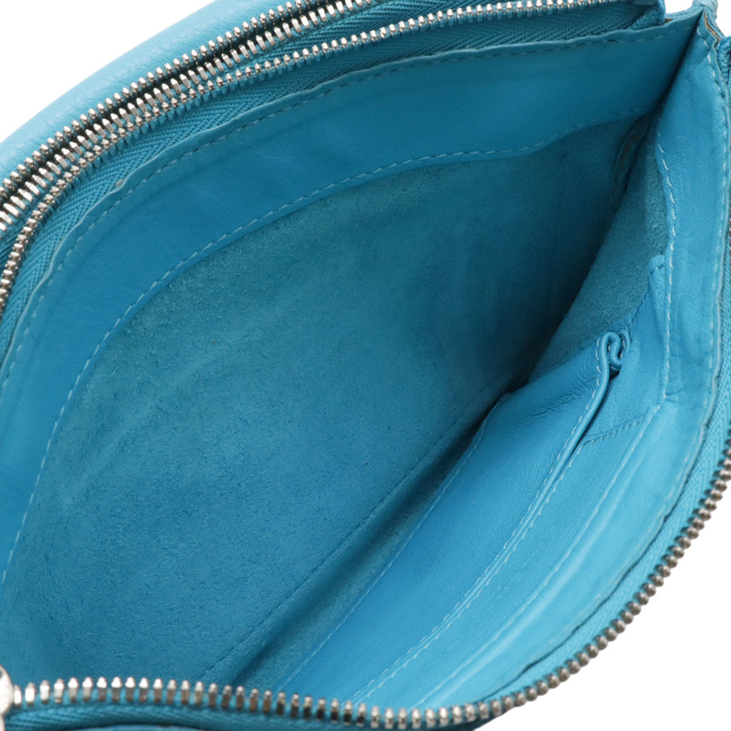 Balenciaga Paper Turquoise Leather Clutch Bag Pochette Shoulder