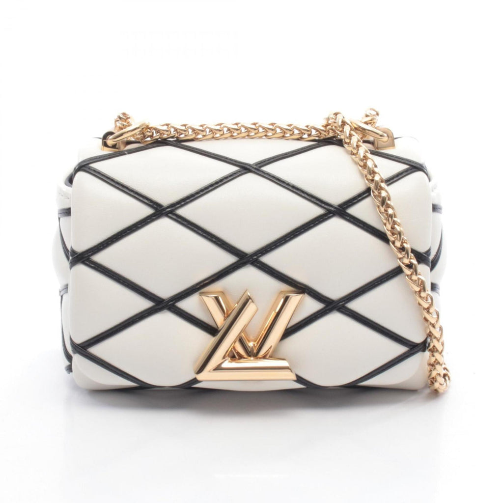 Louis Vuitton Black White Leather Handbag Shoulder Bag