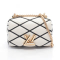 Louis Vuitton Black White Leather Handbag Shoulder Bag