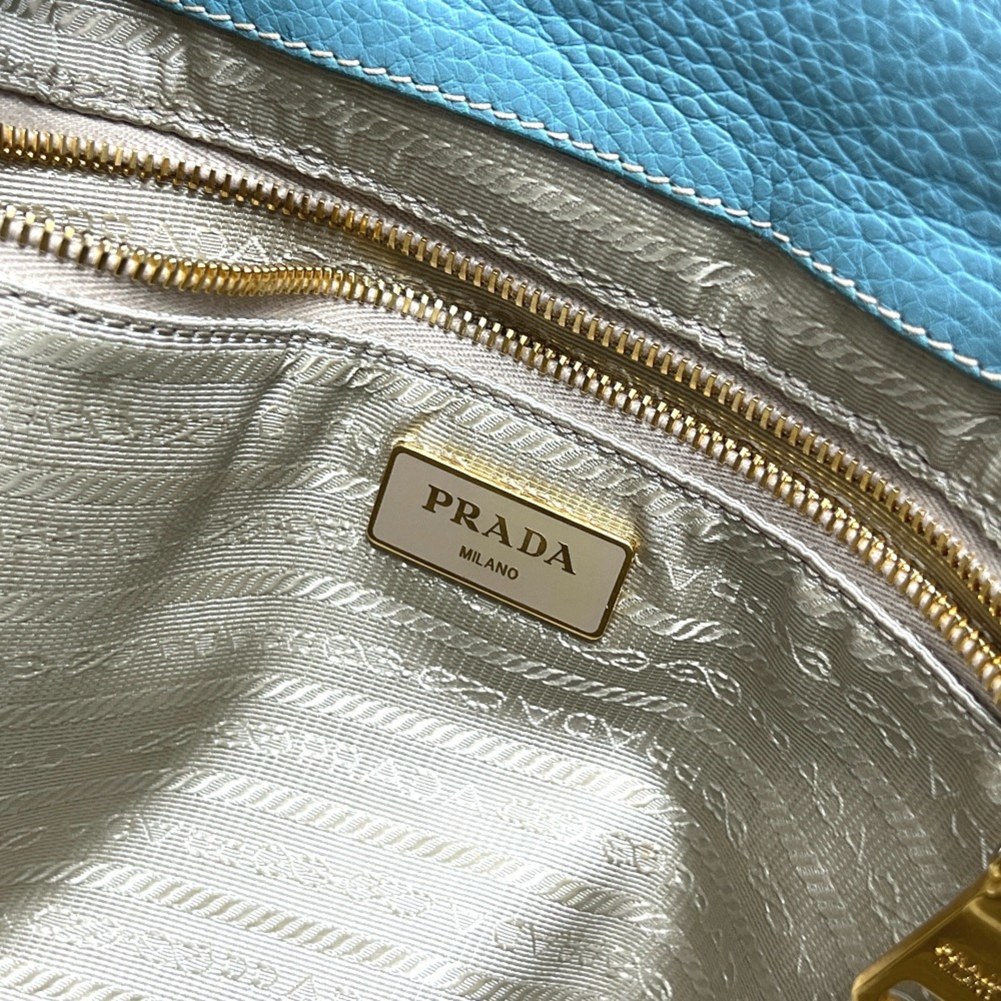 Prada Blue Canapa Handbag Tote Bag