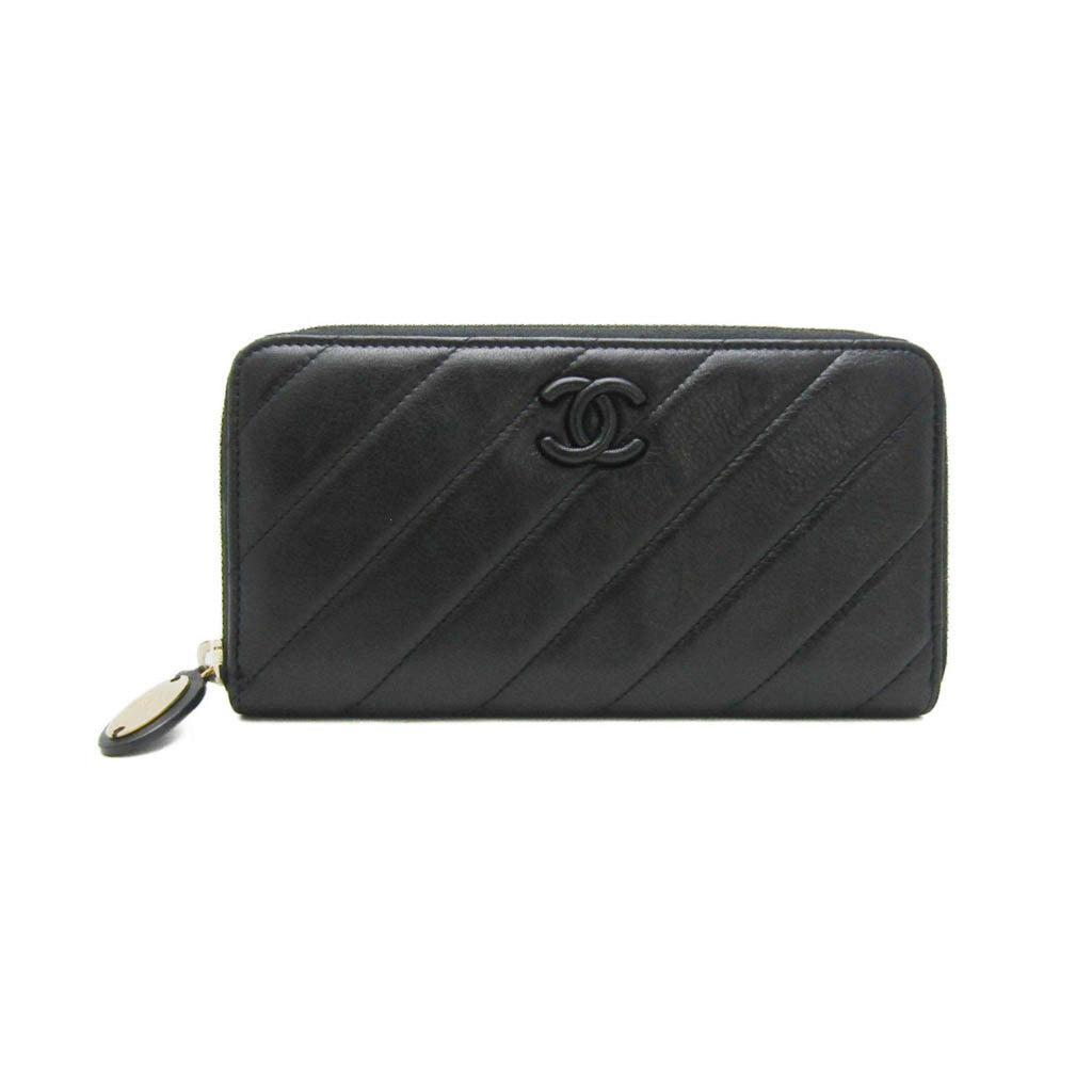 Chanel Black Leather Long Wallet (Bi-Fold)