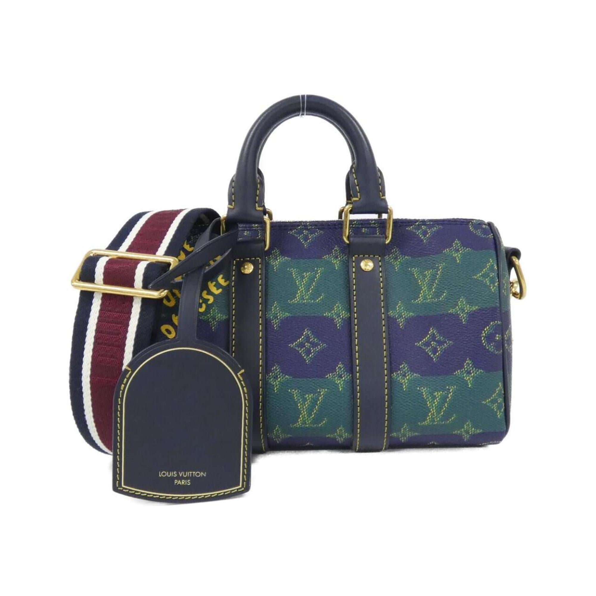 Louis Vuitton Blue Coated Canvas Boston Bag
