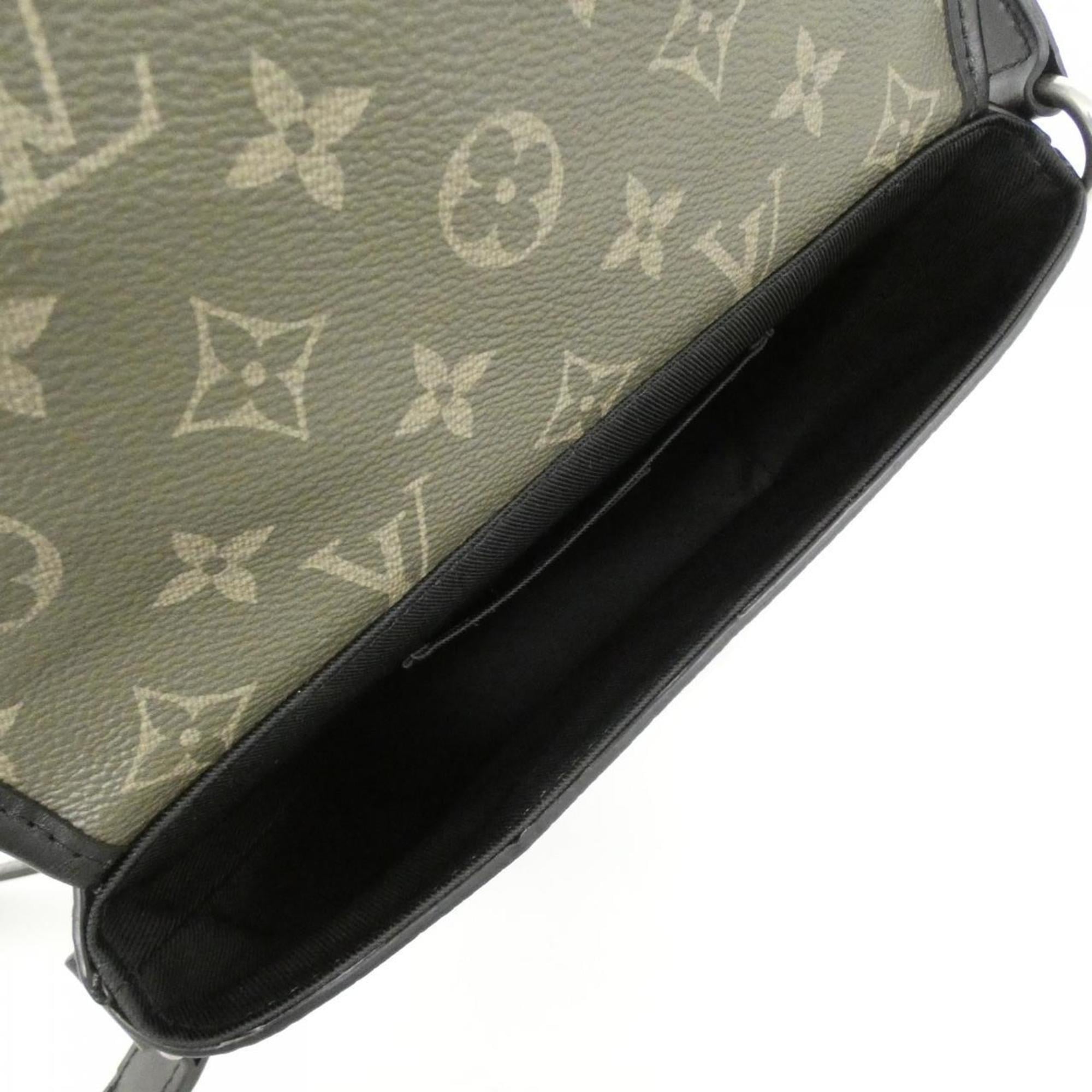Louis Vuitton Black Khaki Coated Canvas Shoulder Bag