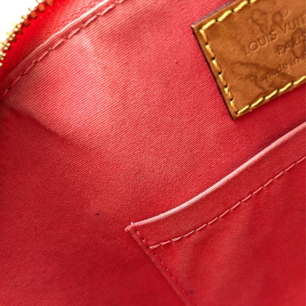 Louis Vuitton Rose Litchi Patent Leather Handbag