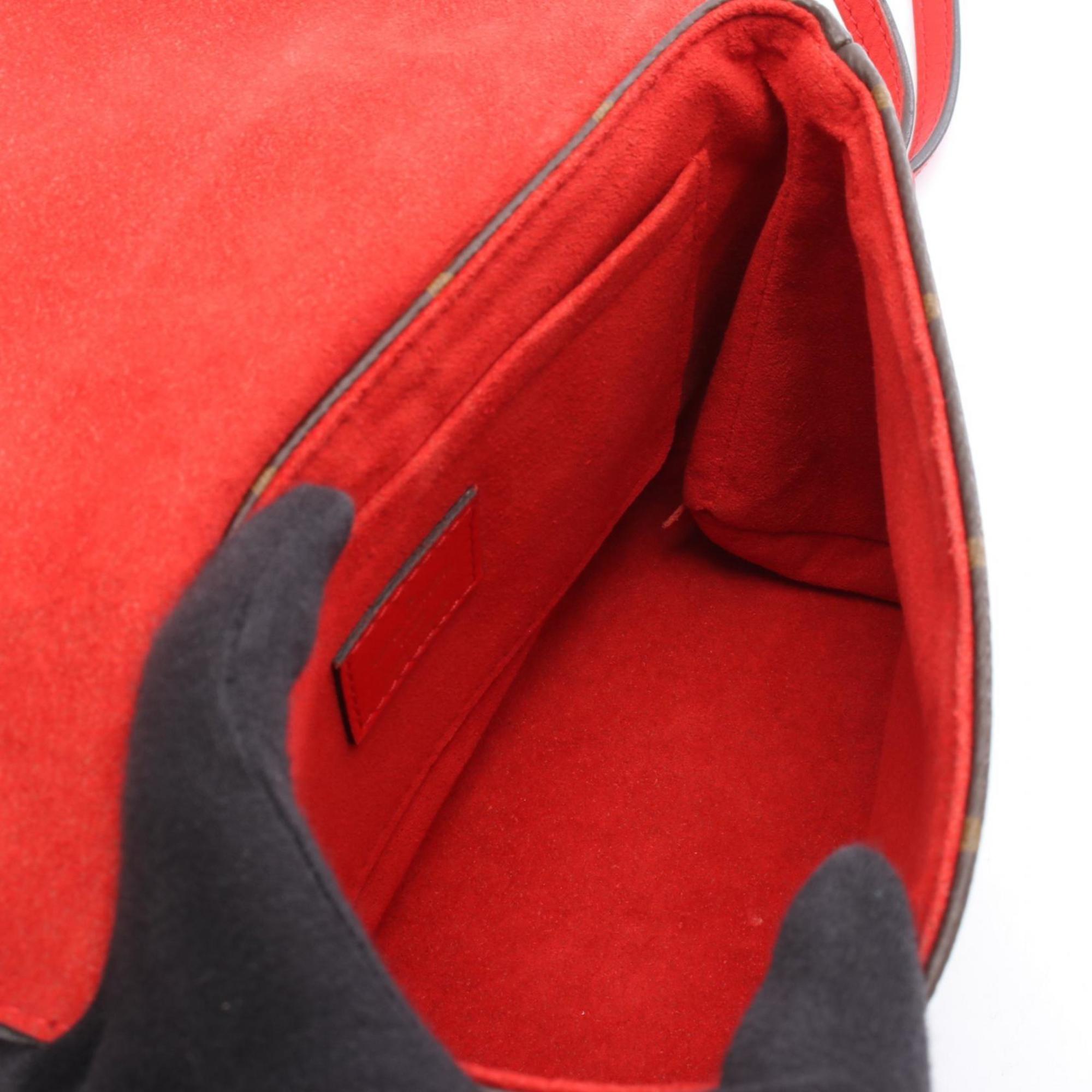 Louis Vuitton Brown Red Color Coated Canvas Pvc Monogram Leather Handbag
