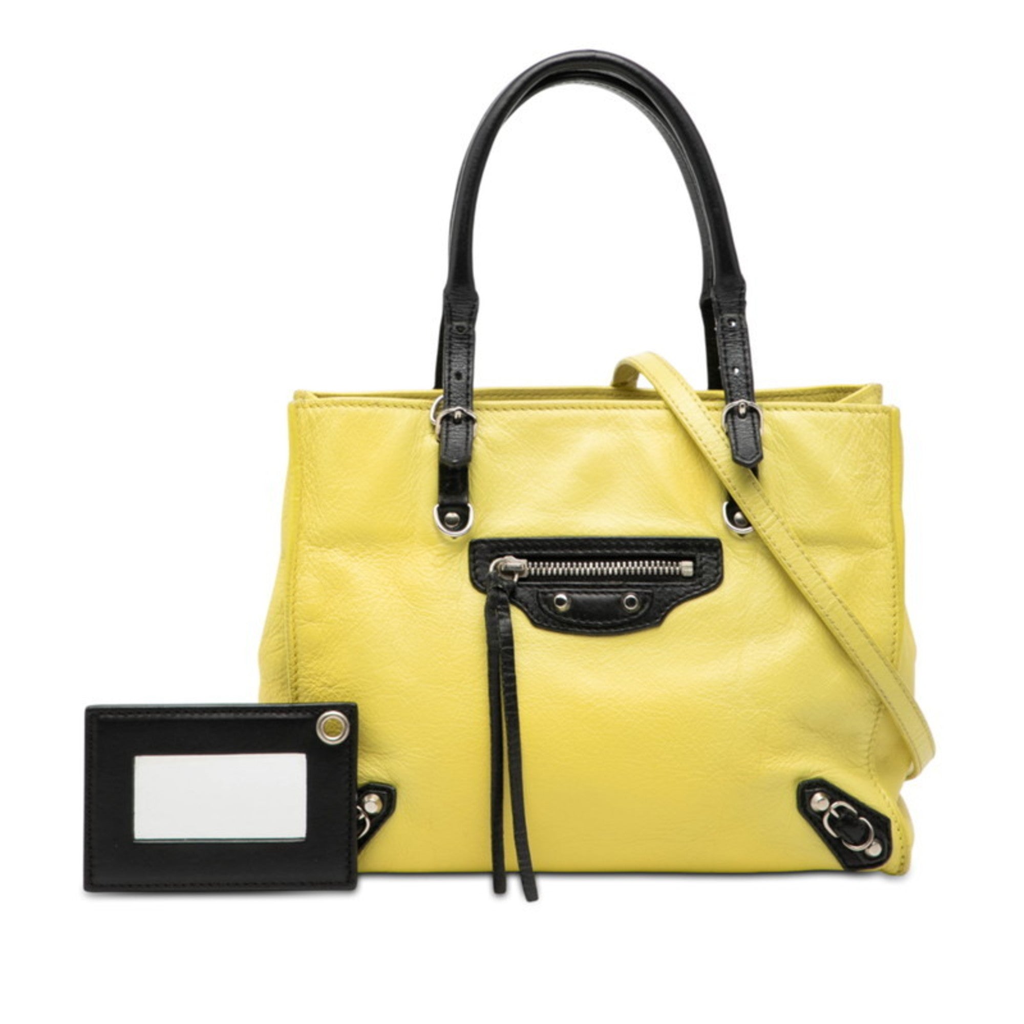 Balenciaga Black Yellow Leather Handbag Shoulder