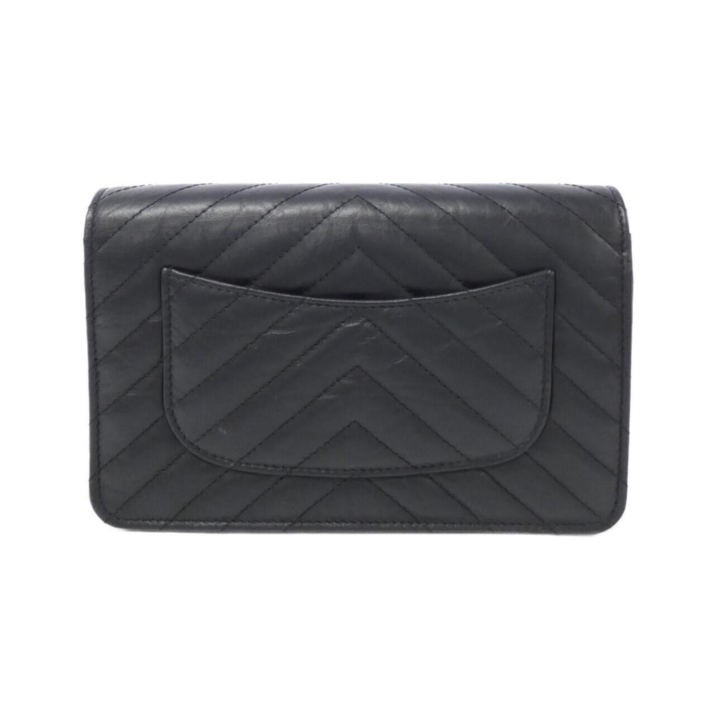 Chanel Black Leather Chain/Shoulder Wallet