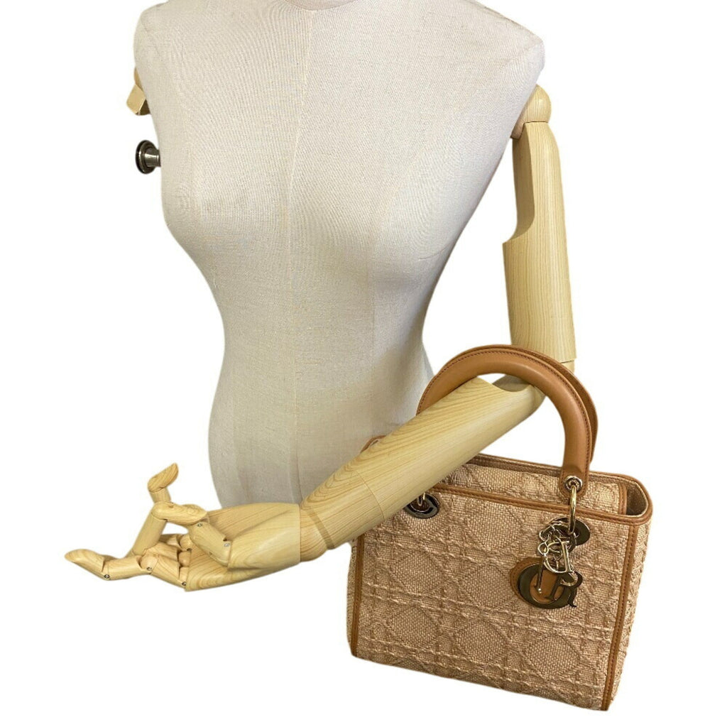 Christian Dior Beige Raffia Leather Shoulder Bag (Pre-Owned)