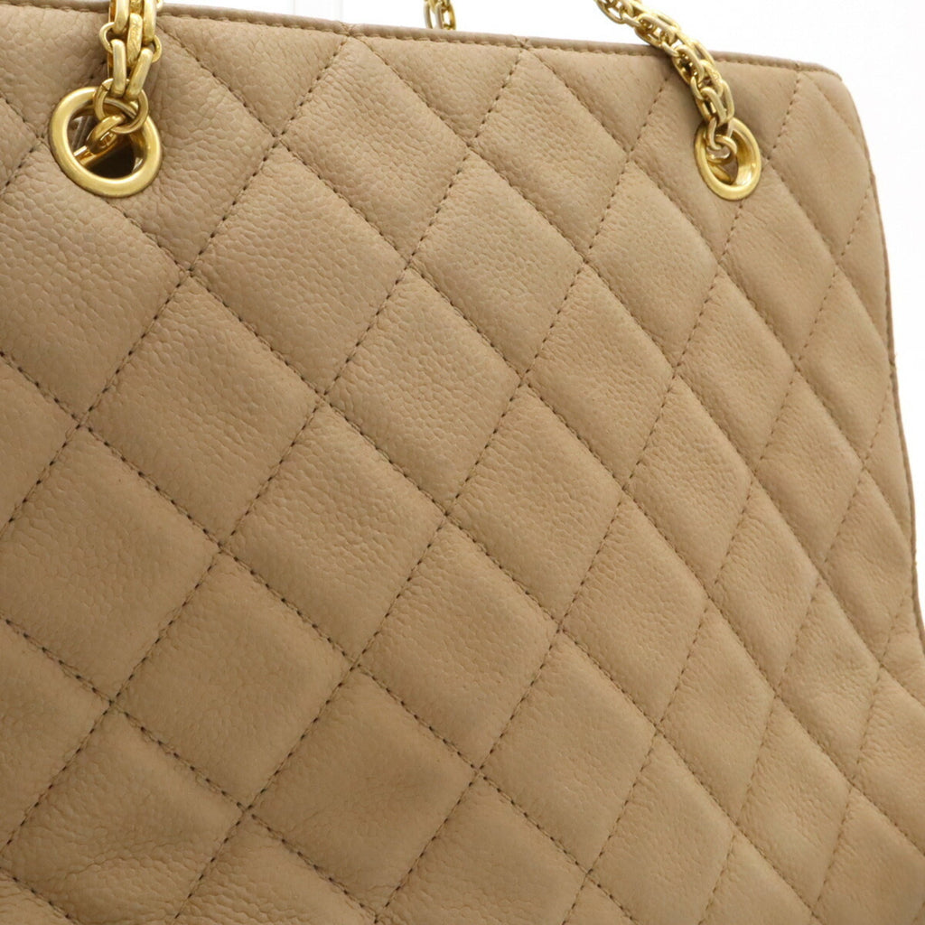 Chanel Beige Caviar Leather Shoulder Bag Tote Bag