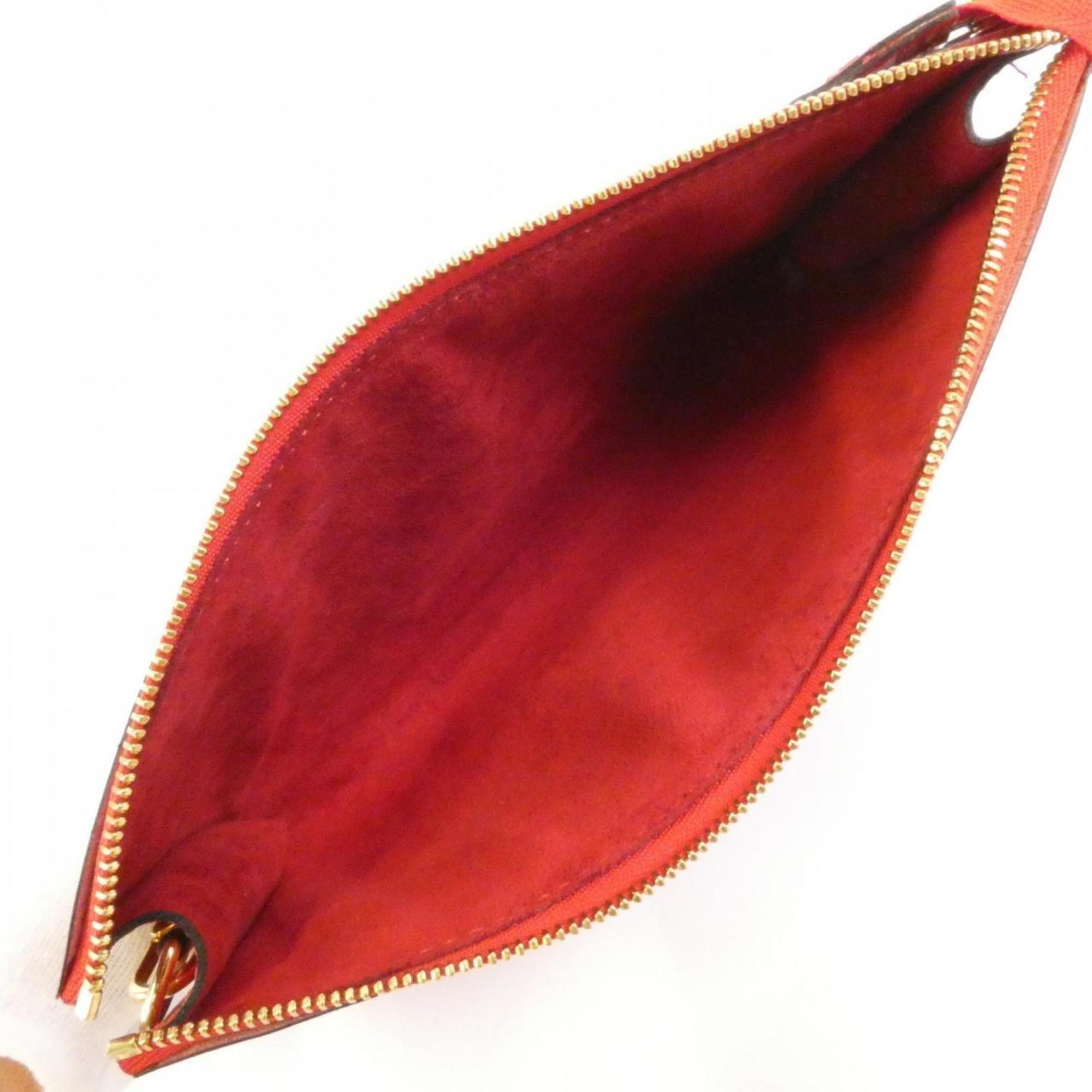 Louis Vuitton Red Color Leather Pochette Pouch