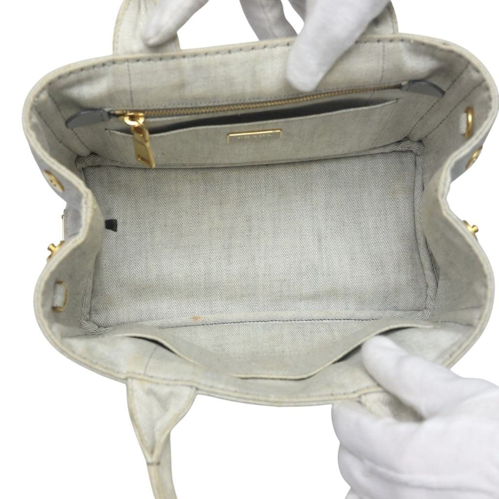 Prada White Canvas Tote Bag