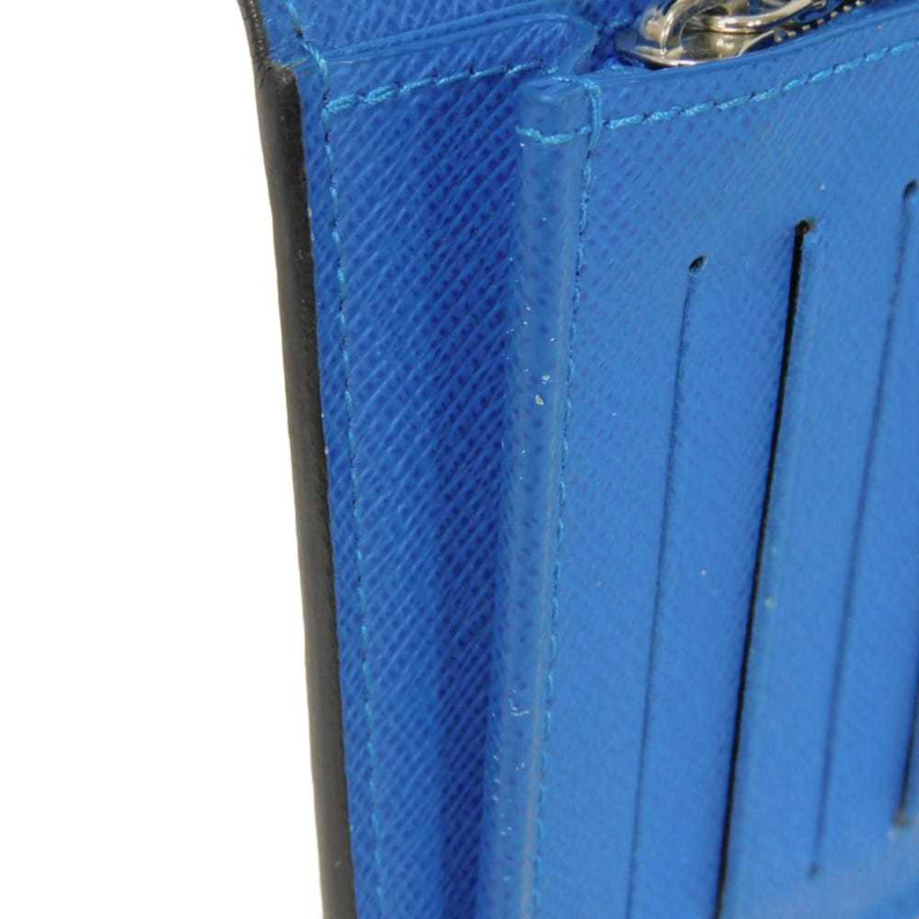 Louis Vuitton Black Blue Noir Taiga Leather Long Wallet
