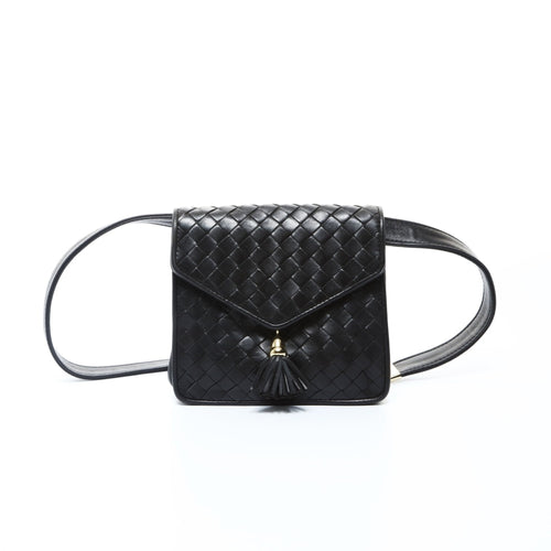 Bottega Veneta Intrecciato Black Leather Shoulder Bag