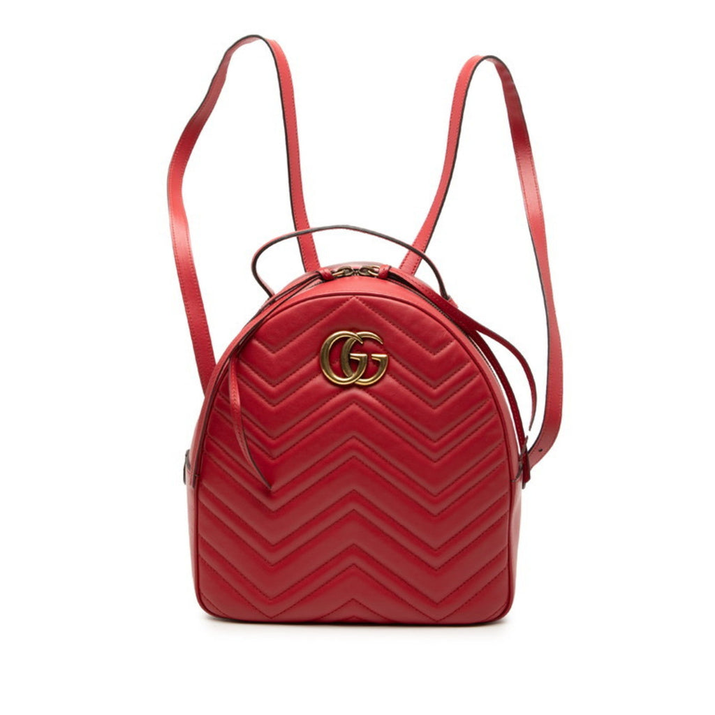 Gucci Red Color Leather Backpack (Pre-Owned)
