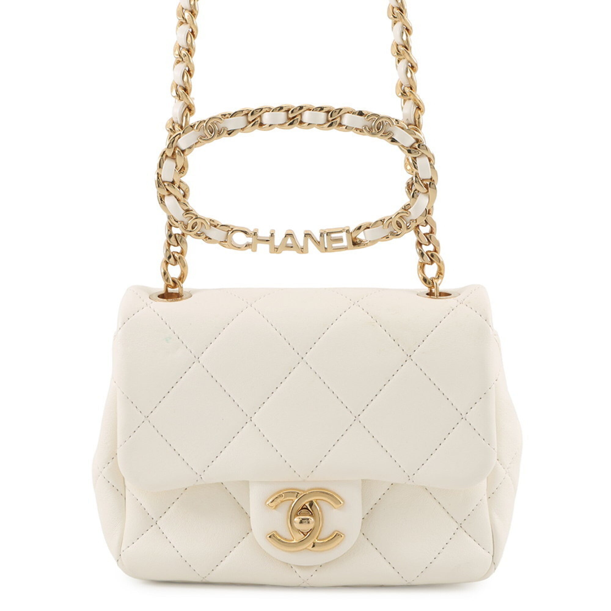 Chanel White Leather Handbag Shoulder Bag