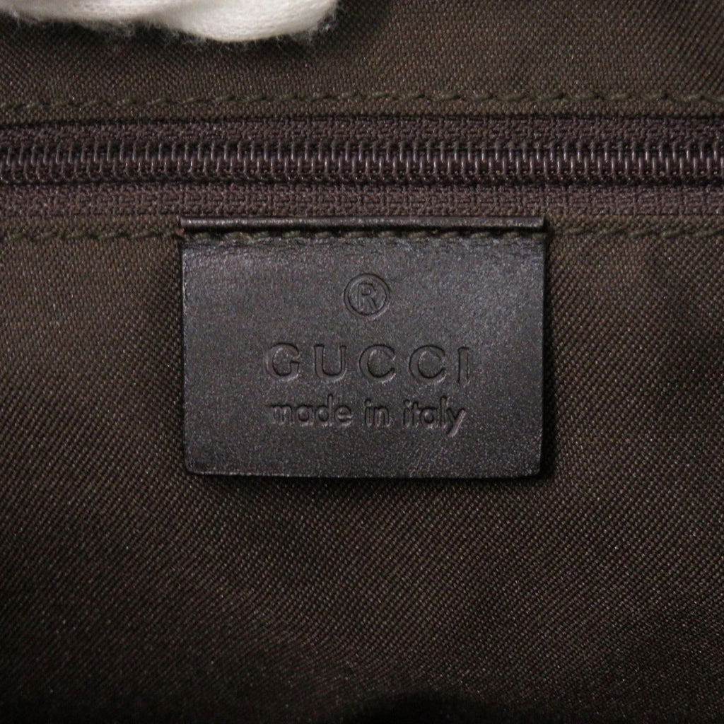Gucci Beige Black Brown Gg Canvas Leather Shoulder Bag (Pre-Owned)