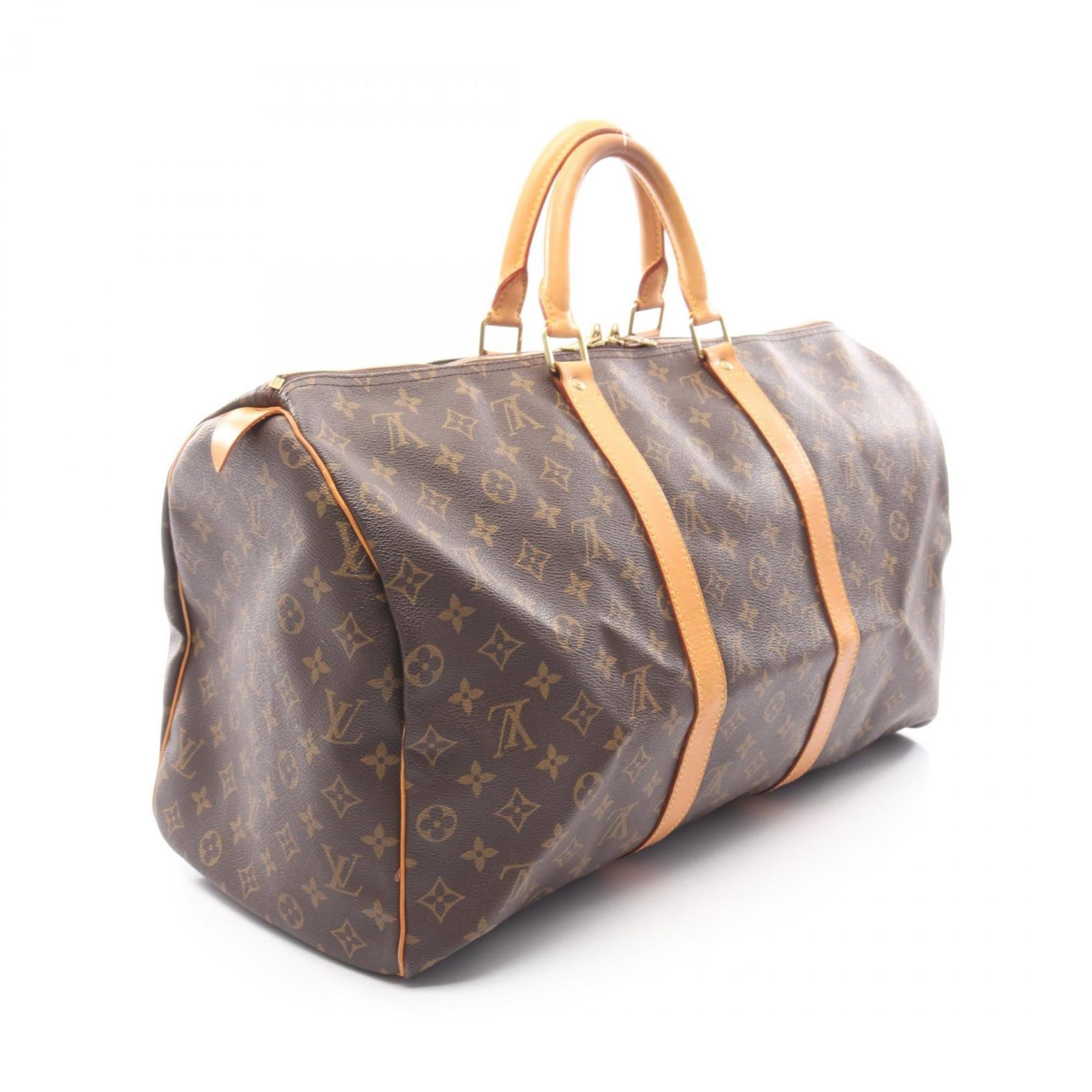 Louis Vuitton Brown Monogram Coated Canvas Leather Boston Bag