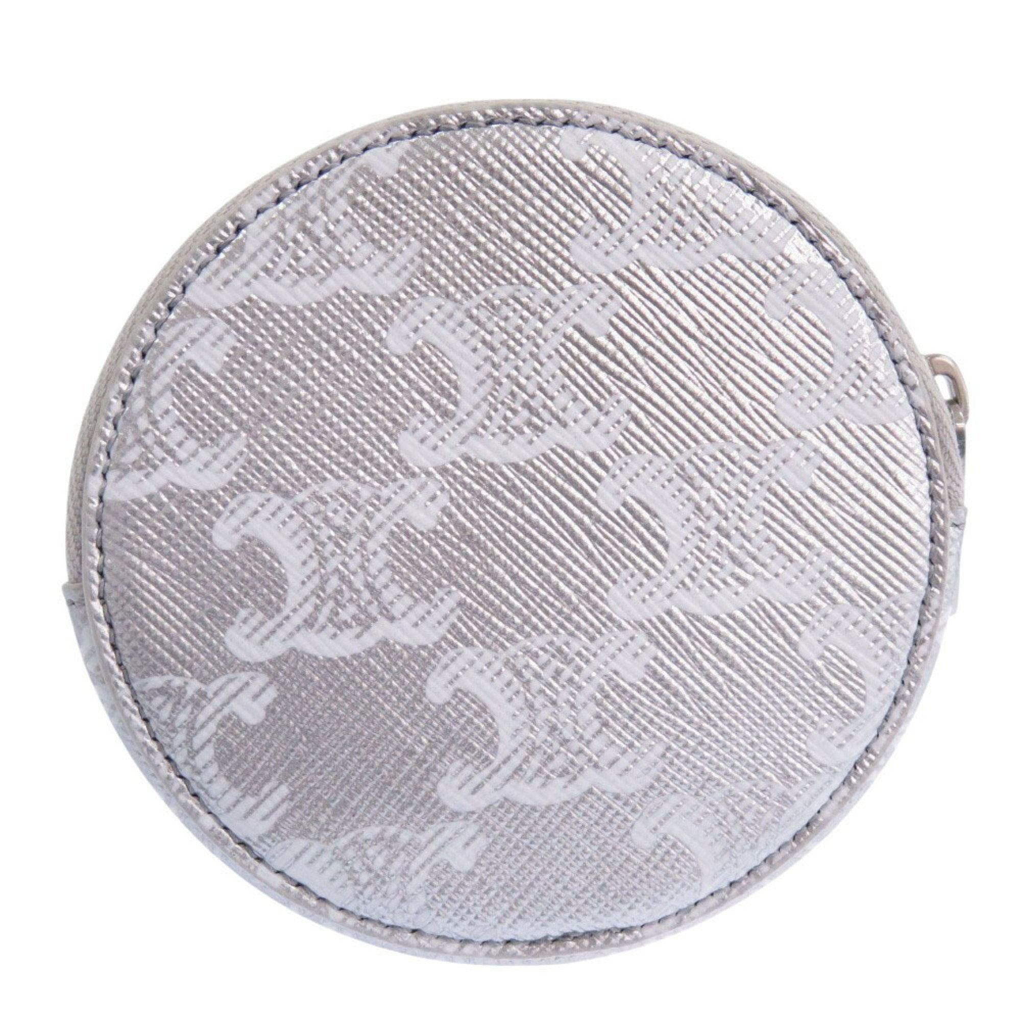 Celine Silver White Leather Coin Purse/Coin Case