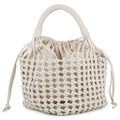 Bottega Veneta White Leather Canvas Tote Bag