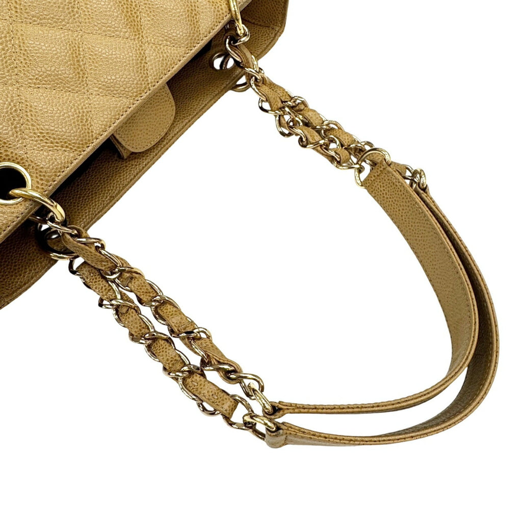 Chanel Beige Grained Calfskin Tote Bag