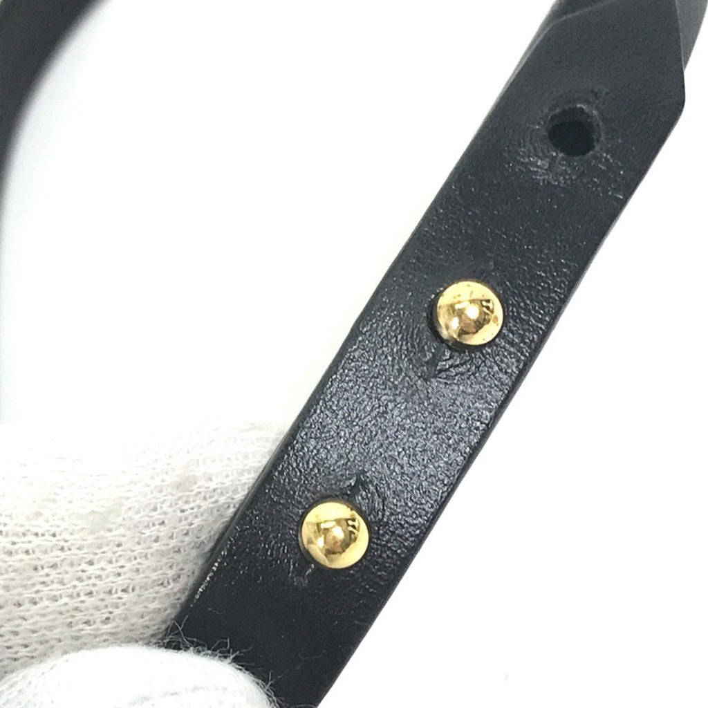 Louis Vuitton Monogram Gold Black Leather Charm Bracelet