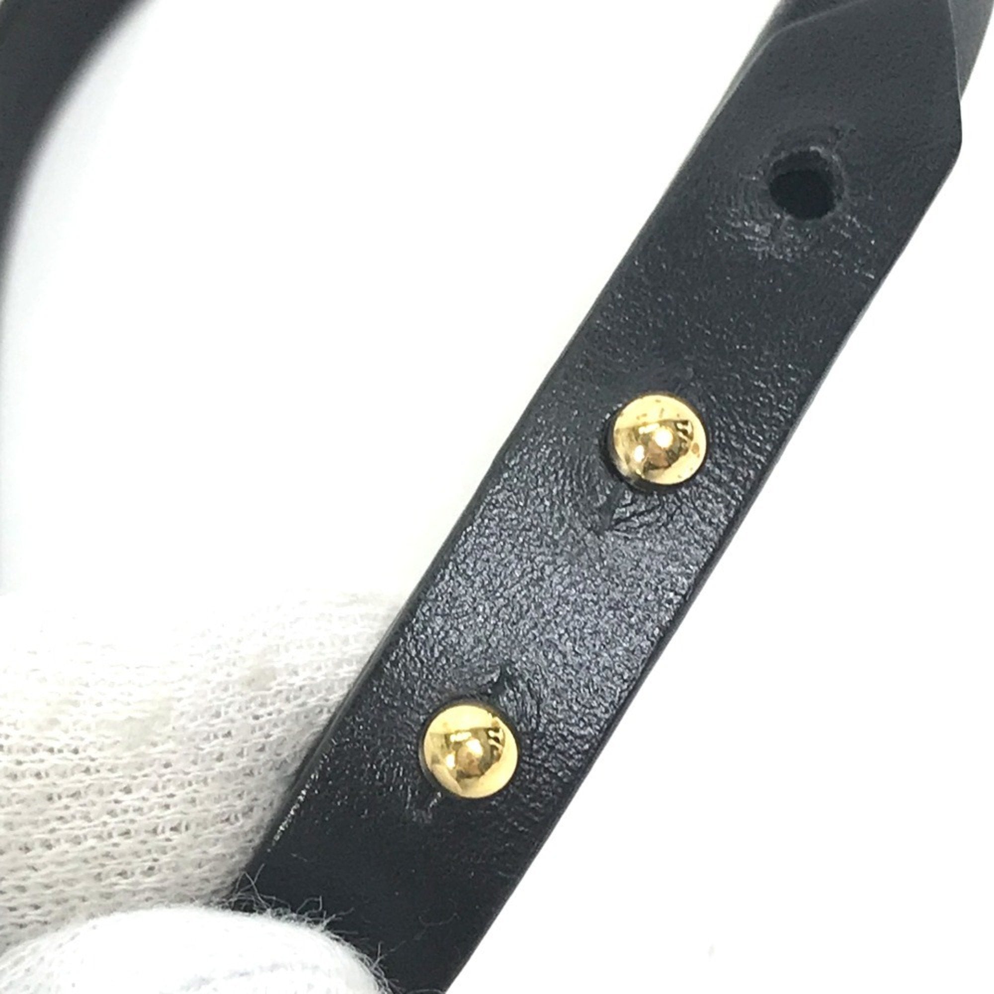 Louis Vuitton Monogram Gold Black Leather Charm Bracelet