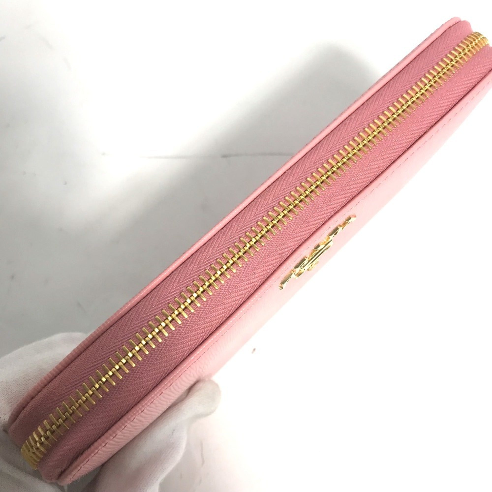 Prada Pink Saffiano Metal Long Wallet (Bi-Fold)